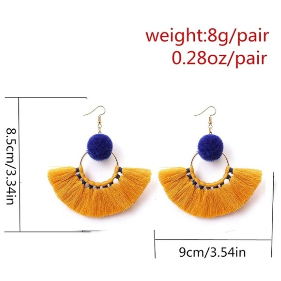💖SUNBURST CHARLIE YELLA TASSLE WOMAN’S EARRINGS - Picture 6 of 7